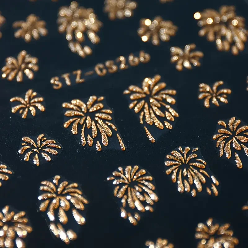 3D Glitter Firework Nail Art Stickers Self Adhesive Sparkling Blooming Firework
