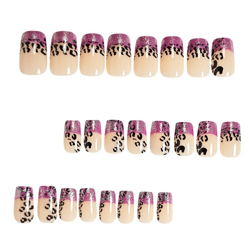 48 Pieces of Chinese Speckled French Glitter Leopard Print Wearable Nail Art