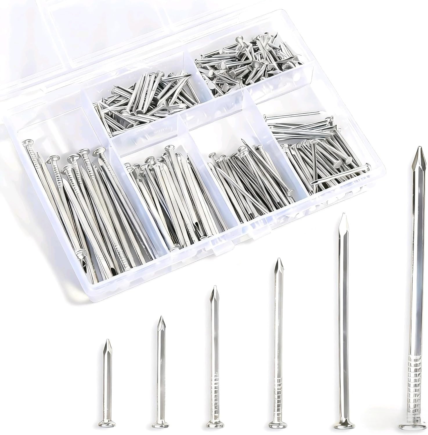 High-Quality 280 Pcs Nail Set – 6 Sizes, 2-Inch Galvanized Finish for Durability