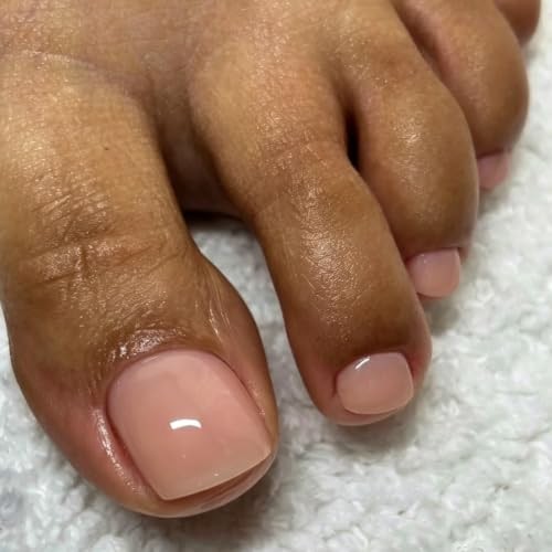 Natural Nude Press on Toenails Short, 32 Pcs 16 Sizes Soft Gel Toe solid nude