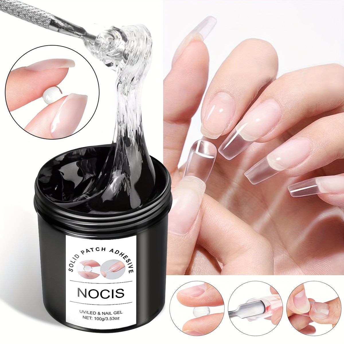 NOCIS 100g Solid Patch Adhesive Gel Nail Extension Glue Long-Lasting No Damage