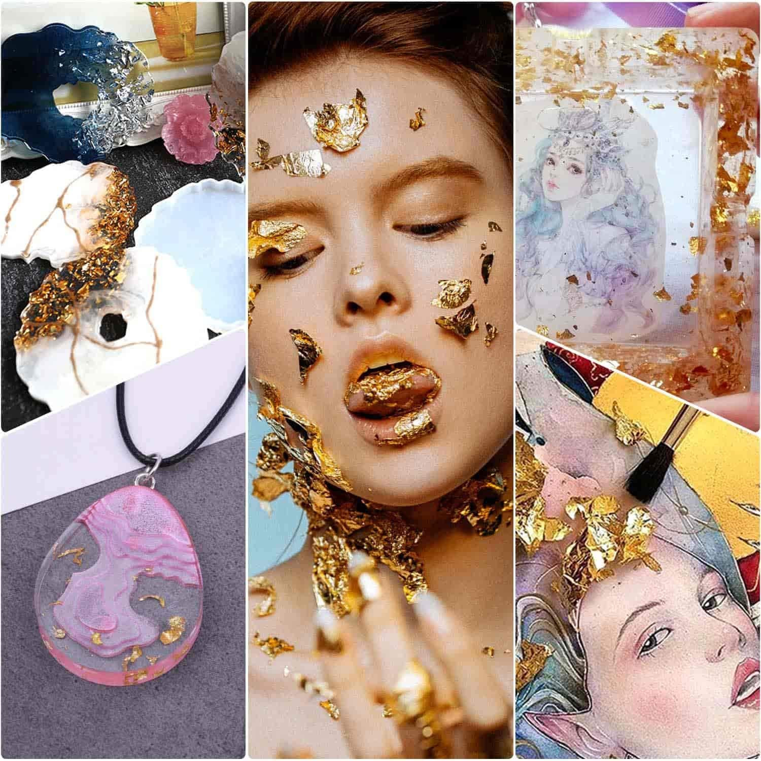 15 Grams Gold Foil Flakes for Resin Jewelry Making, Imitation Gold Foil Flakes