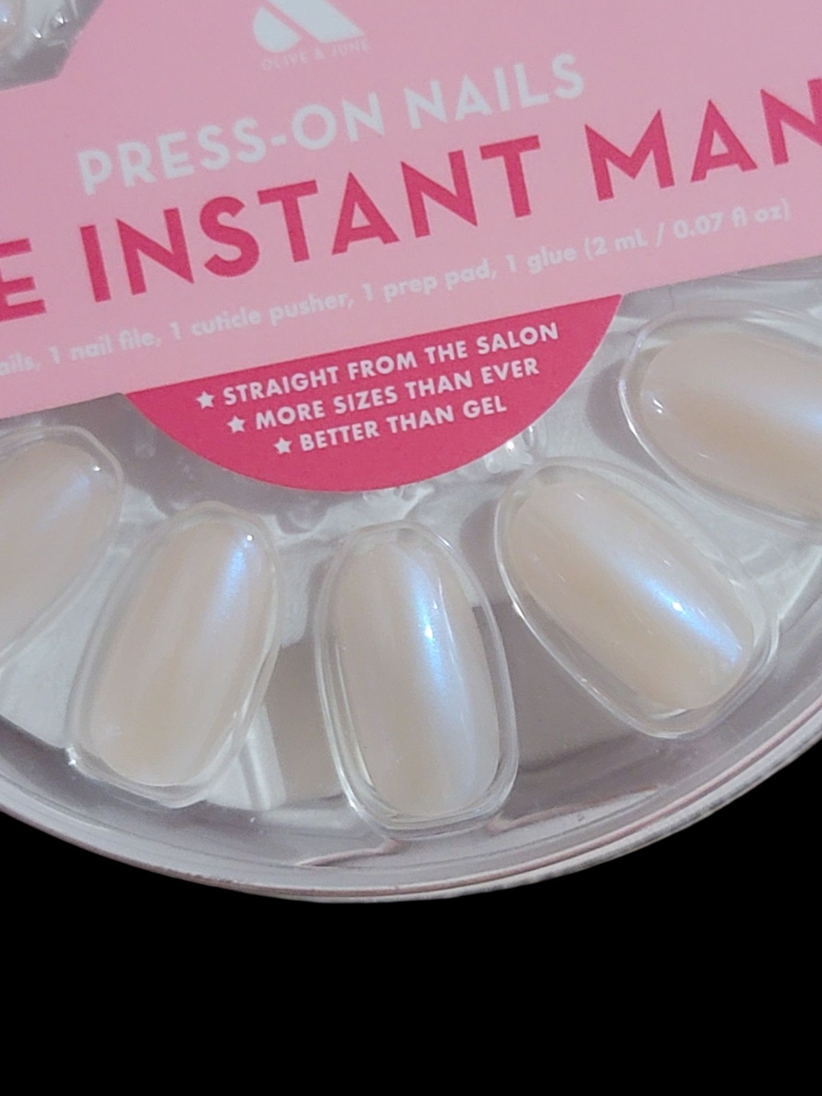 Lot 2 Olive & June Instant Mani Oval Medium Press-On Nails, Pink Goldfish