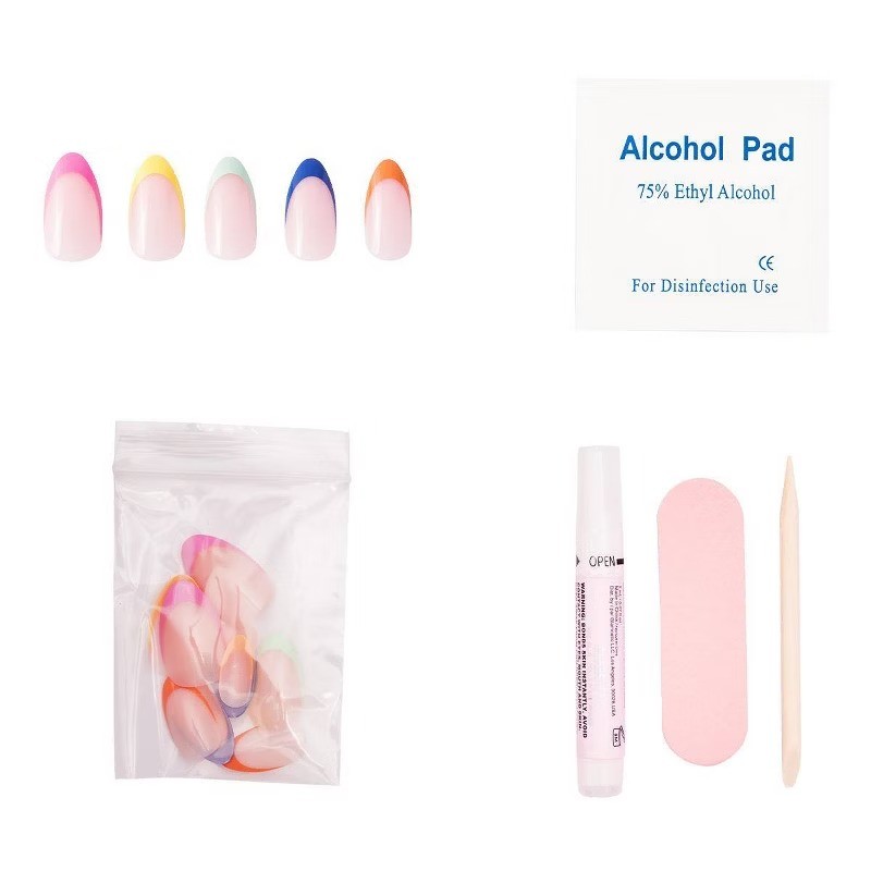 Press-On Women’s Fake Nails Sprinkles 30ct Almond Gloss French Glamnetic