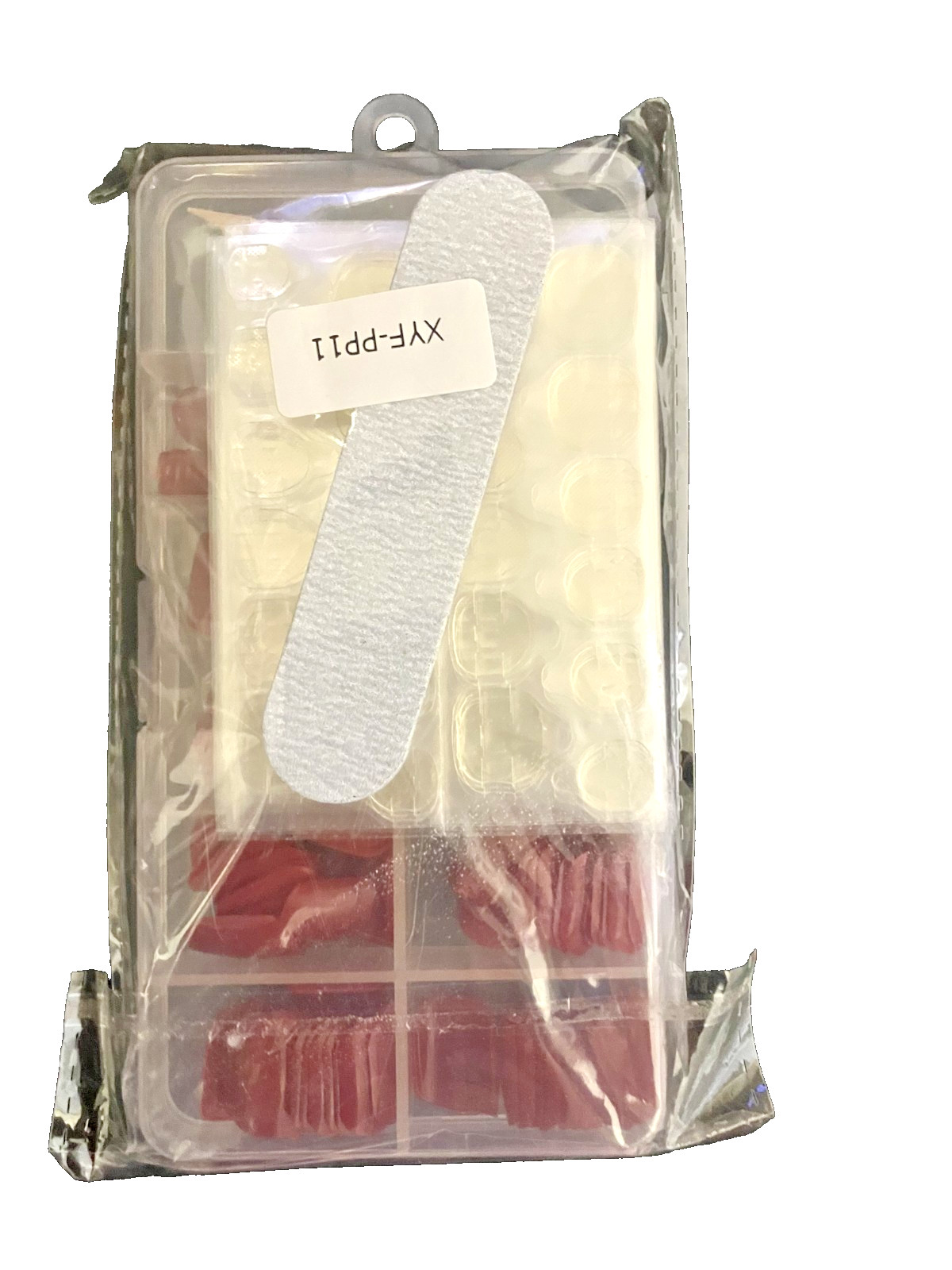 Luck Forever Press-On False Finger Nails Short/Square Red/Burgundy 200 Ct. Seal