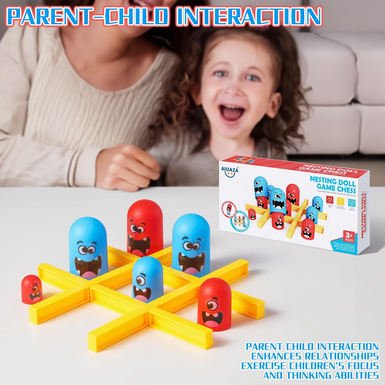 AIUAZA Tic Tac Toe Strategic Board Game for Kids and Family,Party Medium, 1pc