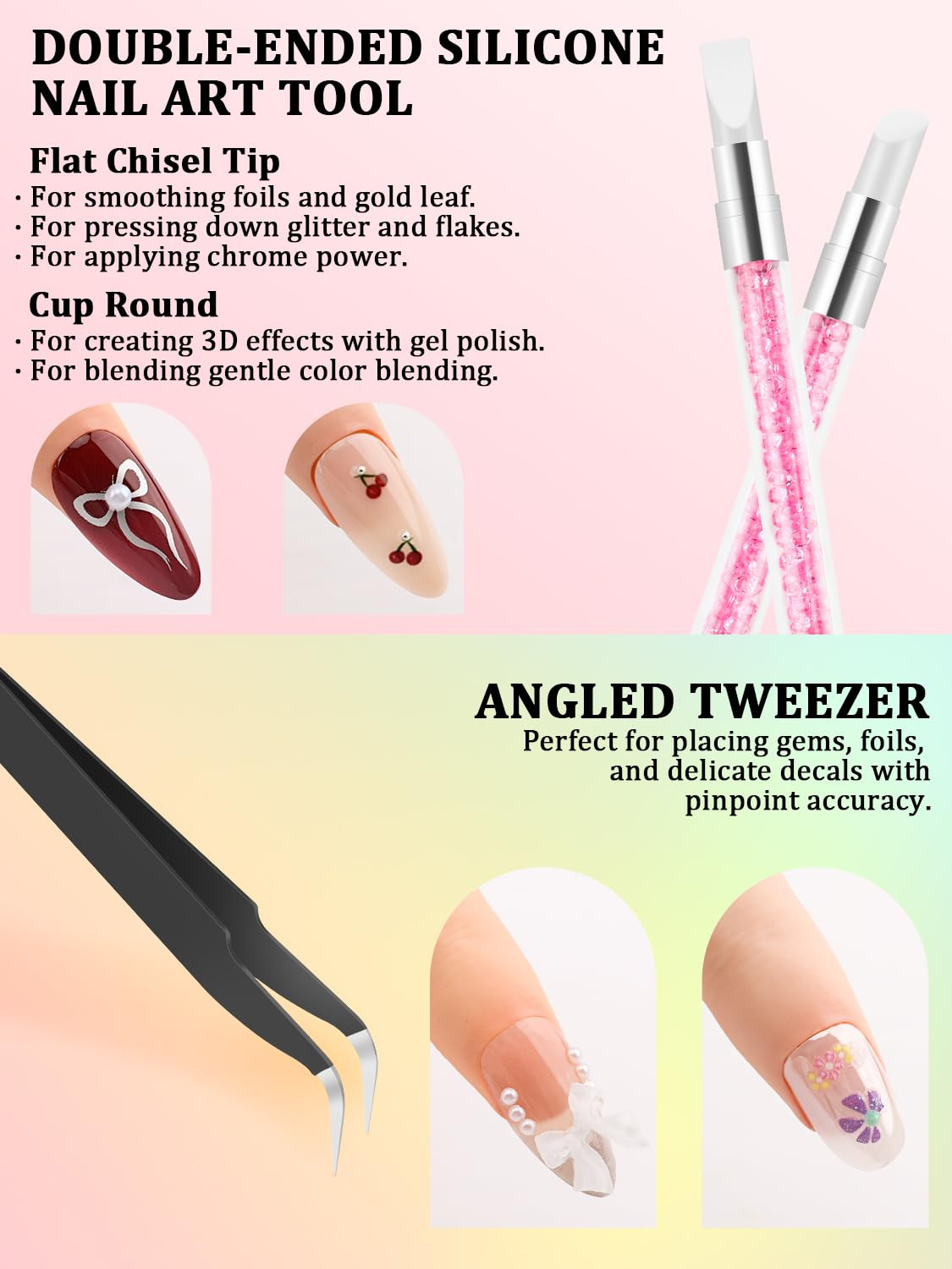 Professional Nail Art Tools Set with Stand, Brushes, and Dotting Tool (Pink)