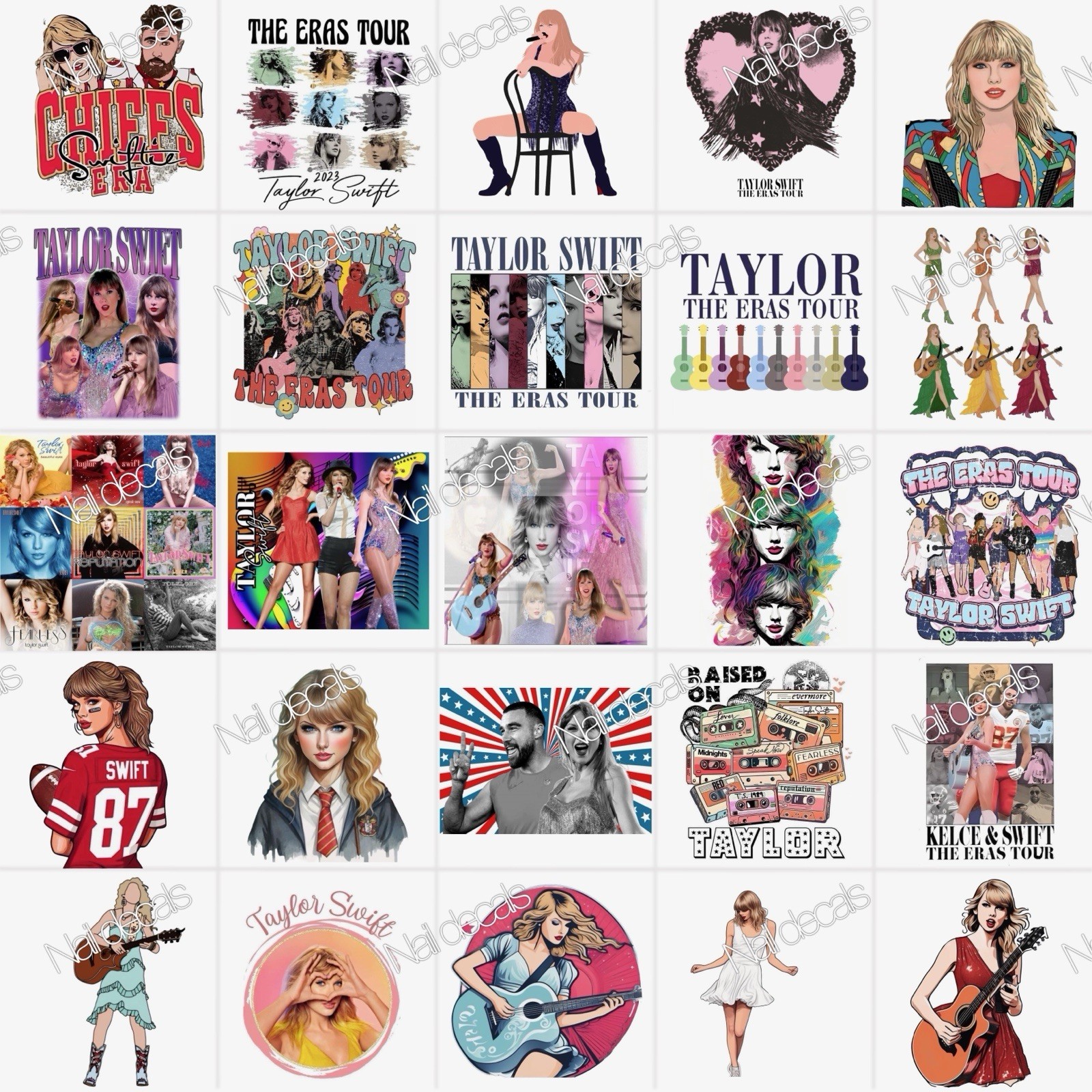 Taylor Swift Music Finger Nail Decals Clear Waterslide Transfer Set of 50 +