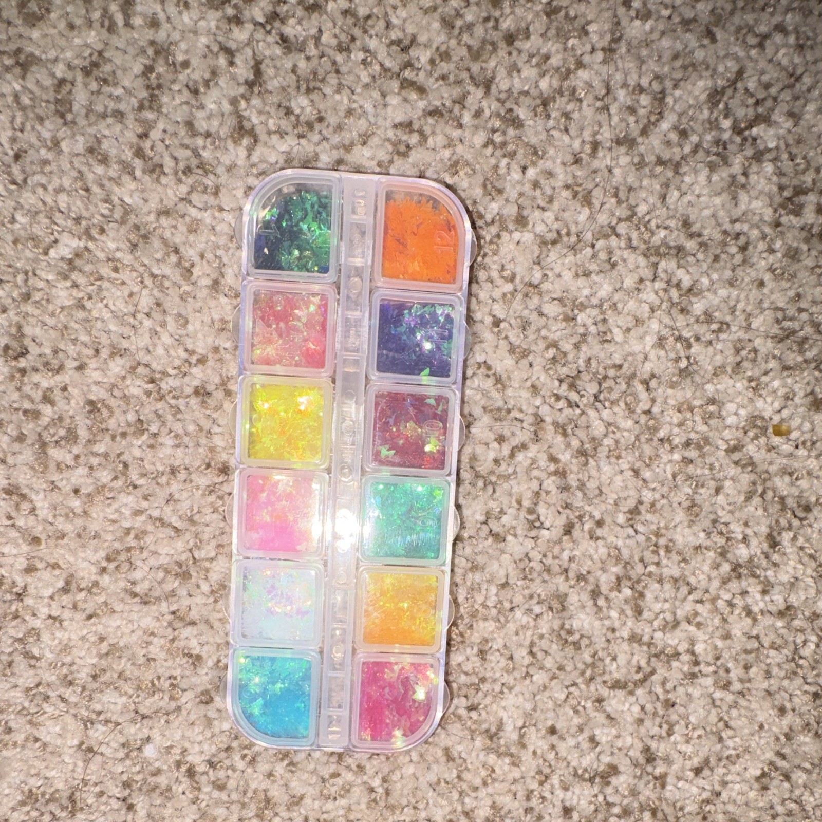 Nail Art Glitter Flakes Set, Multicolor Shiny Sparkle, Plastic Box Storage