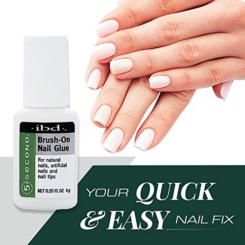5 Second Brush-On Nail Glue 6 g, for Nail Tips, Full Cover Nails, and for