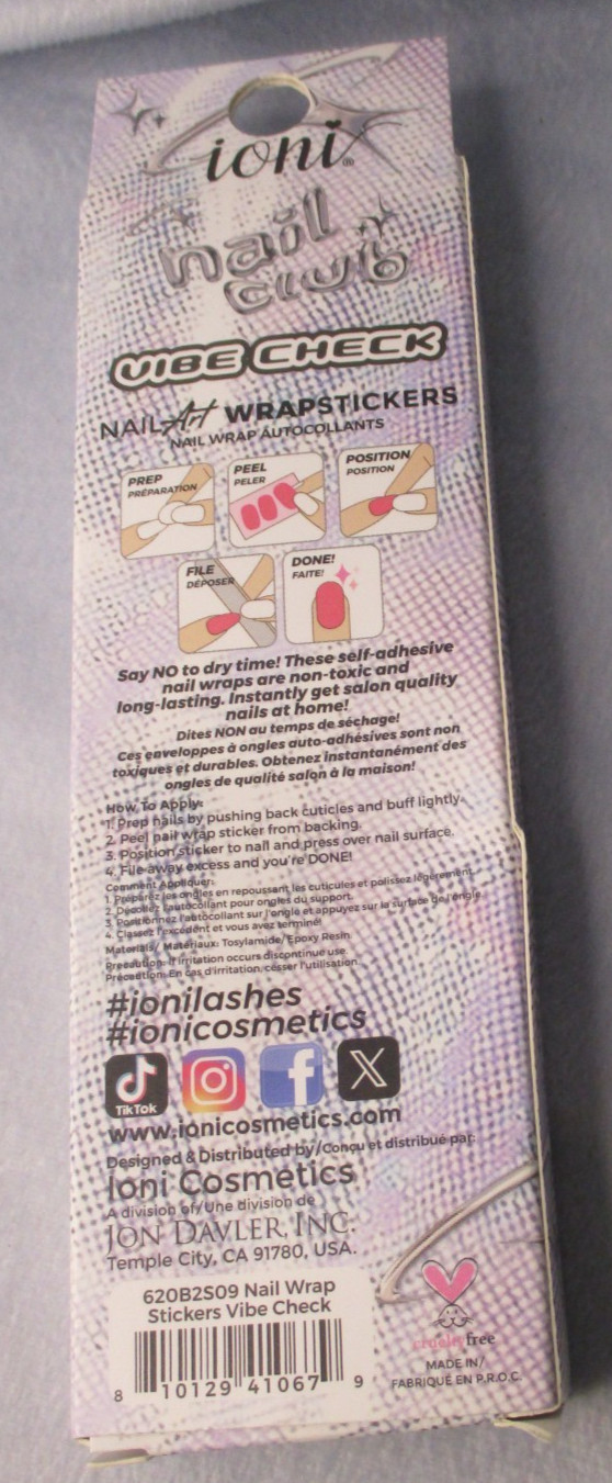Ioni Nail Art WRAP Stickers Vibe Check Blue & Gray Swirl Design NEW in Box
