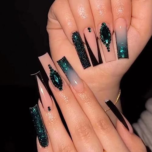 Gradient Fake Nails Long Coffin Press on Nails French Nails Tips superb 21