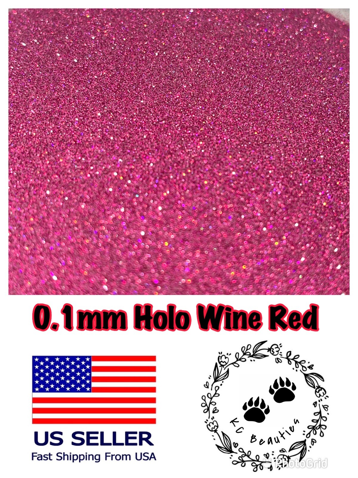 Solvent Resistant Holographic Wine Red Epoxy Resin Nail Art Tumbler 1oz 0.1mm