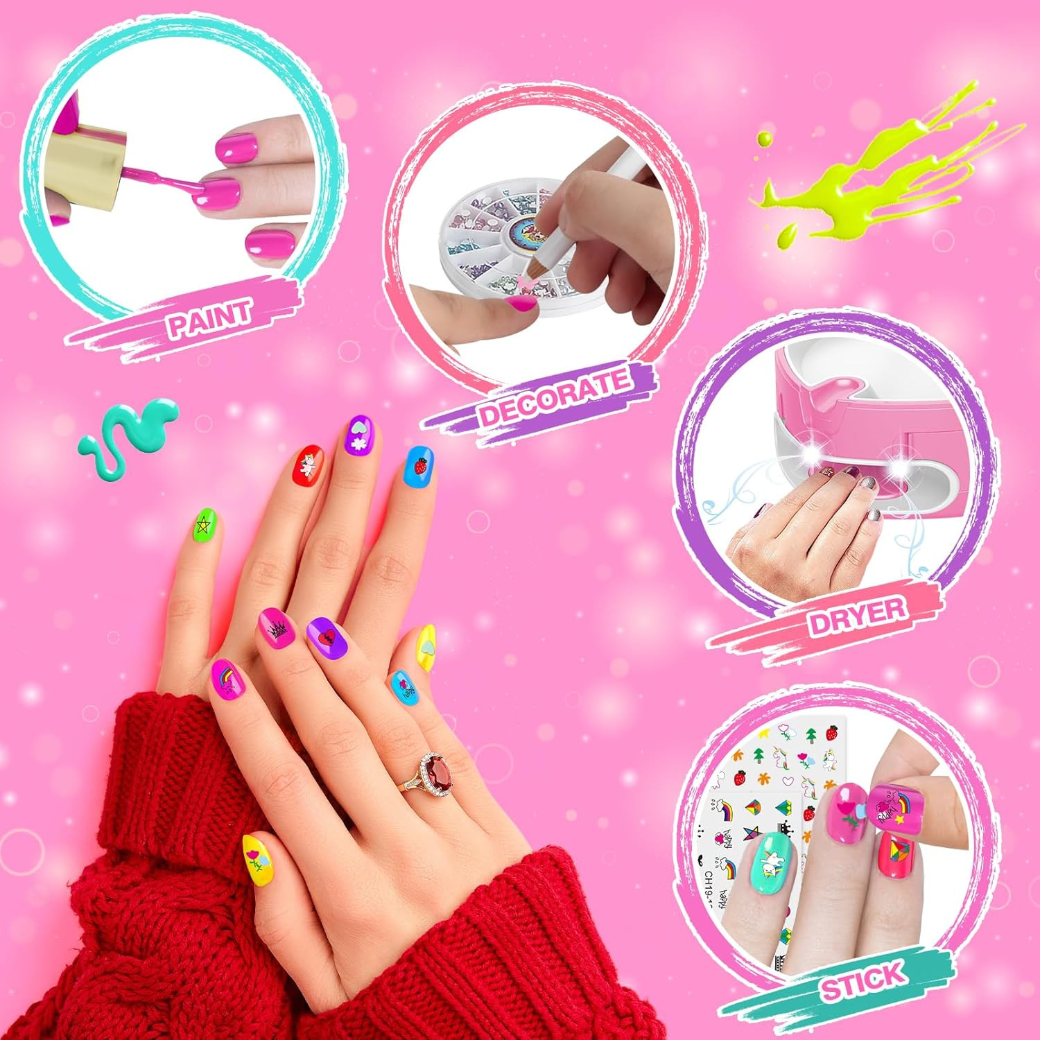 Kids Nail Polish Set for Girls, Nail Art Kit for Kids with All-In-One Organizer
