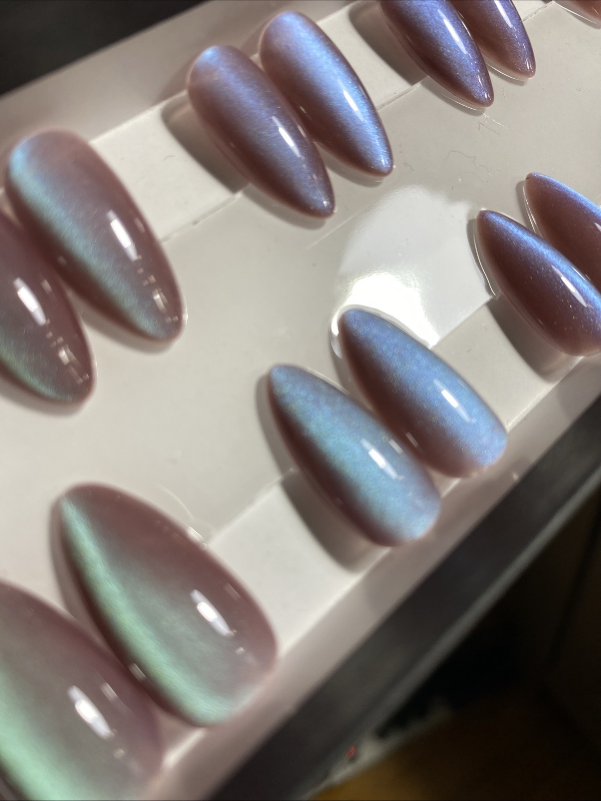 🎃 Press On Nails Handmade 26 Medium Almond Halloween Cateye Gel / Gel Polish