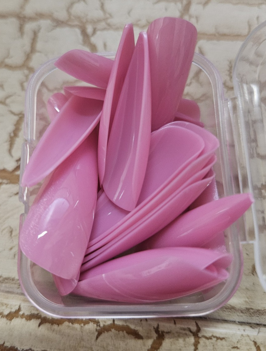 24 Pcs Press-on Nails Long Stiletto – Pink Cateye Nails – See All Photos