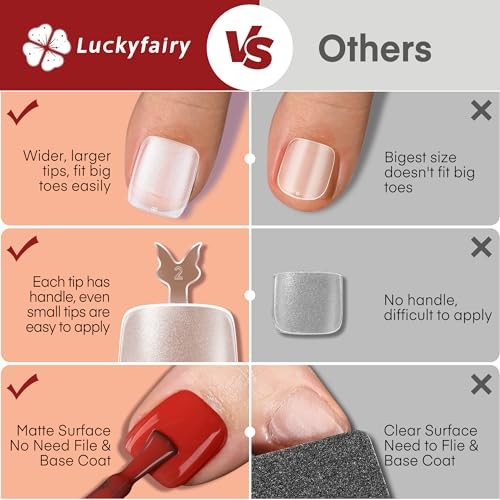Square Toe Nail Tips: Full Cover Big Wide Matte Fake Toe Toe Nail Tips 360pcs