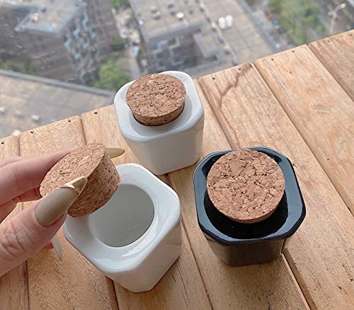 Porcelain Nail Art Dappen Dish Acrylic Liquid Powder Mini with Wooden Lid Anti