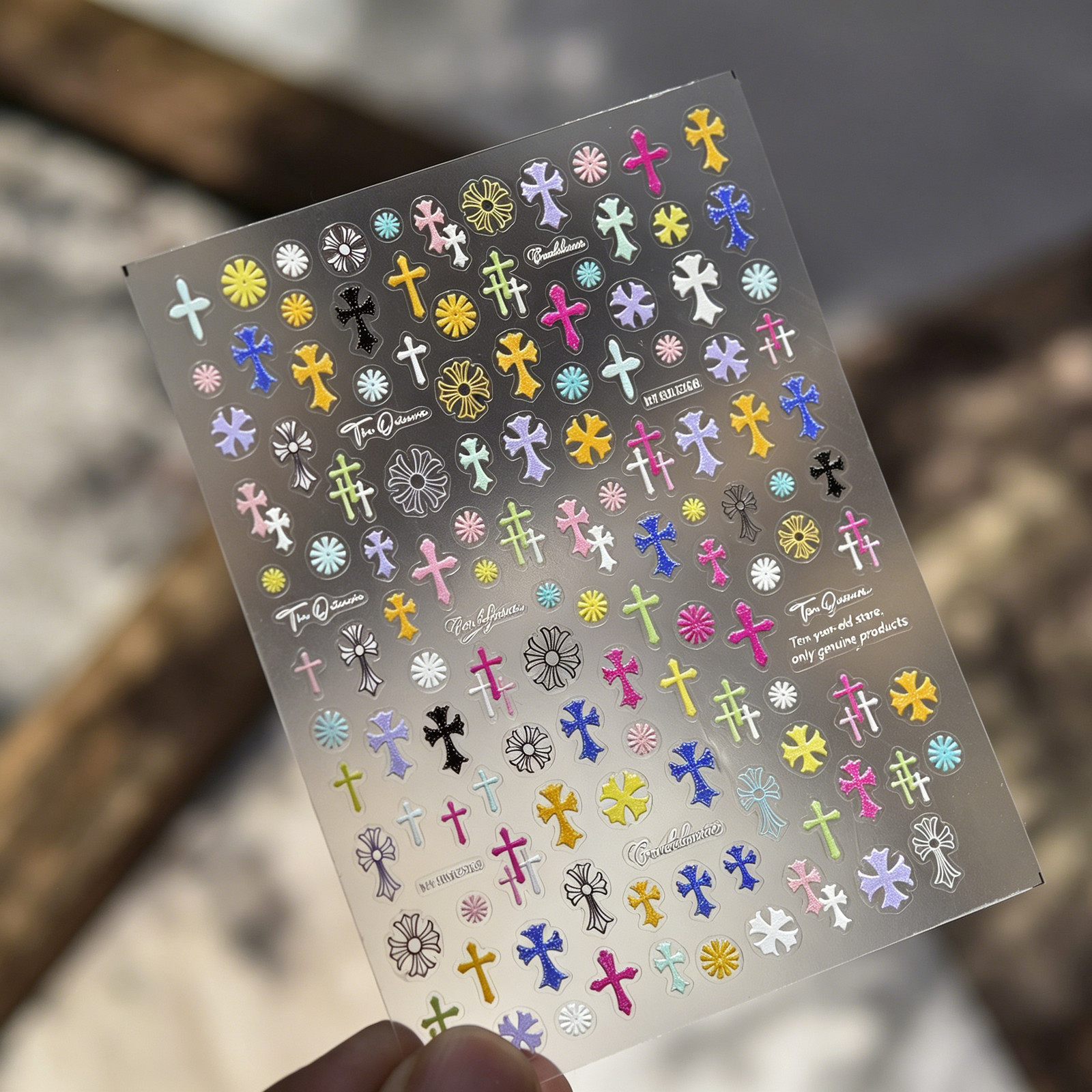 Embossed Nail Stickers Cross Retro 2026 New Gothic Dark Style Personalized Decal