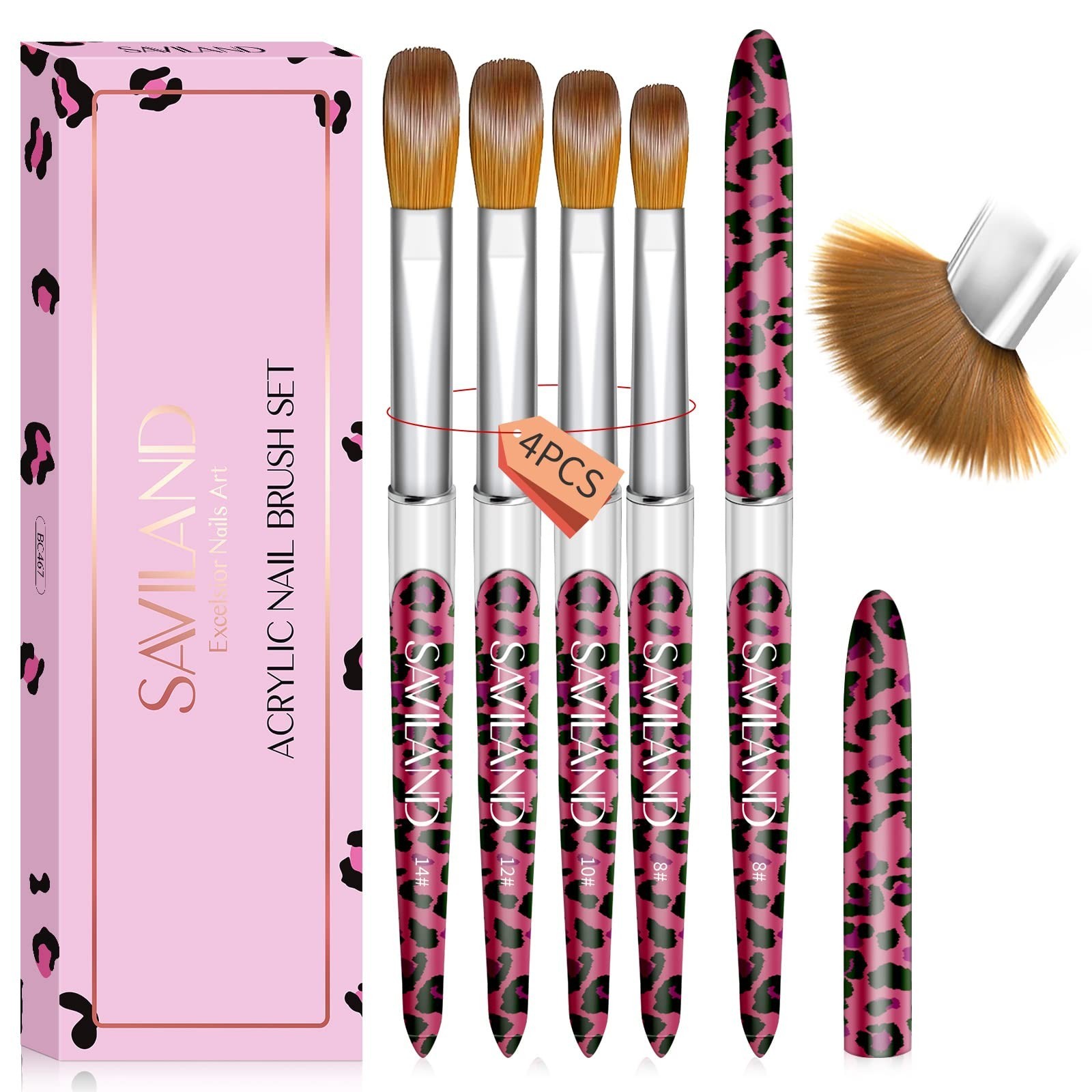 4PCS Kolinsky Acrylic Nail Brush Set – Professional Brushes for Acrylic Powder &