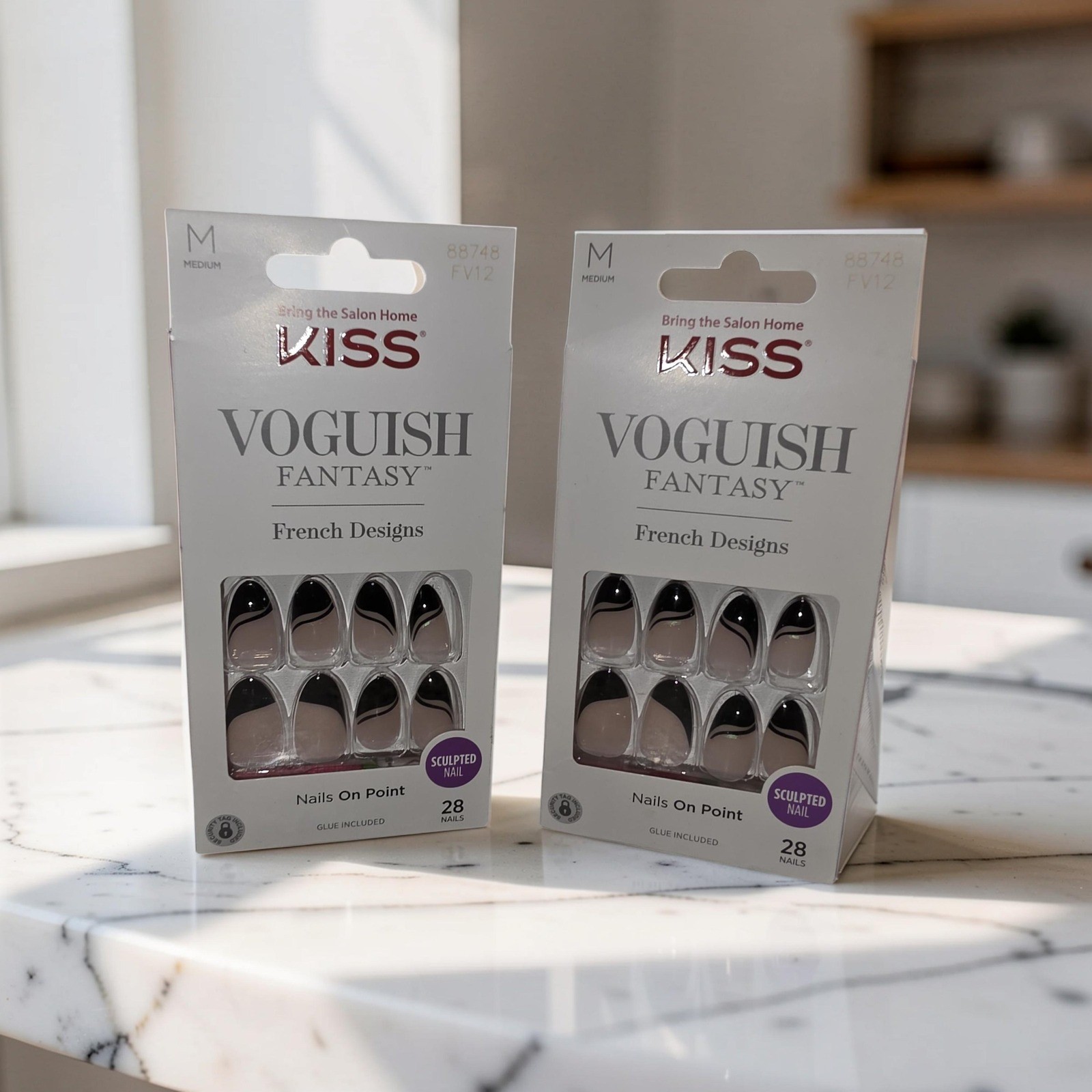KISS Voguish Fantasy French Designs Sculpted Nails Medium FV12 88748 2 Packs
