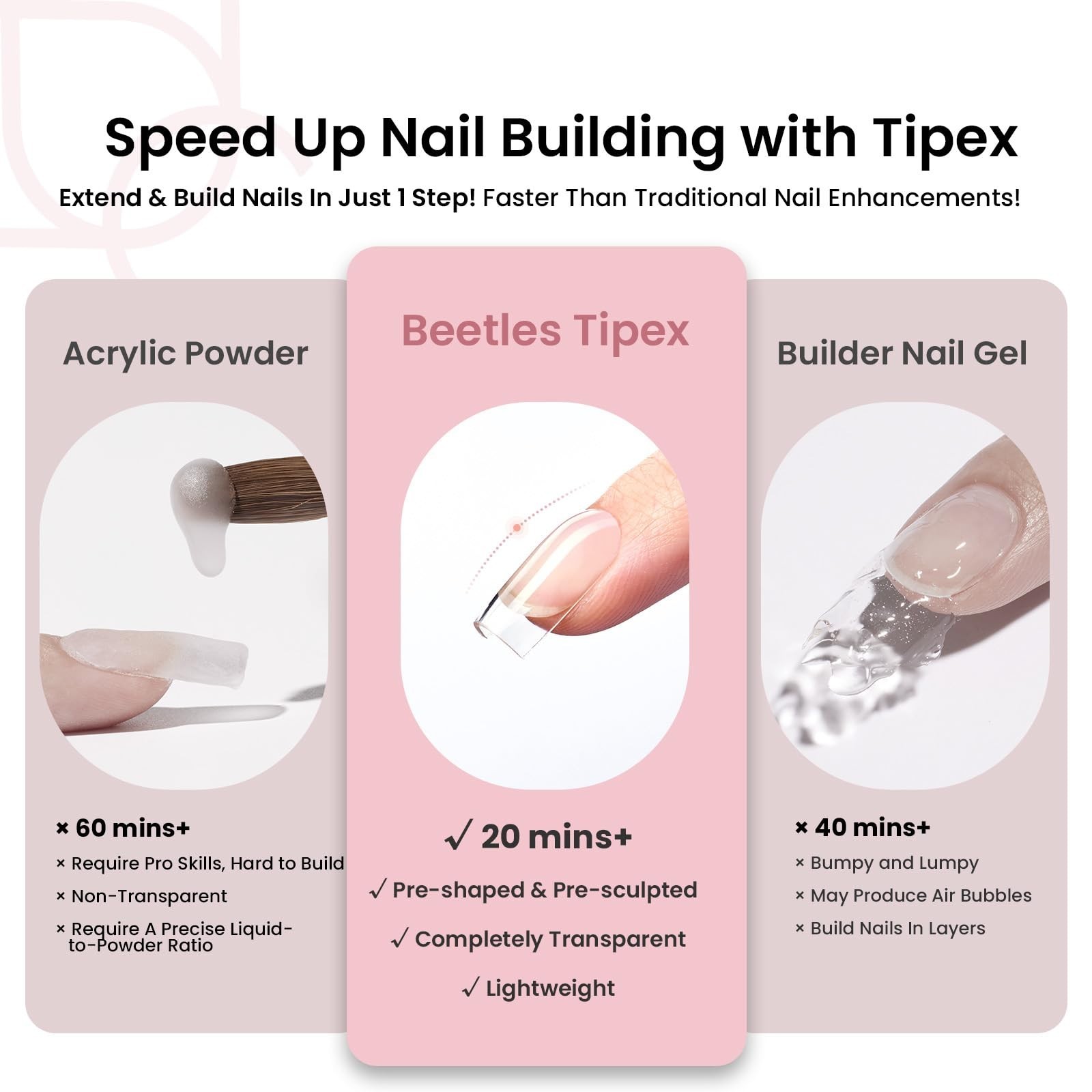 Short Square Nail Tips 192pcs (00-14) | Thicker Acrylic Extensions, No Builder G