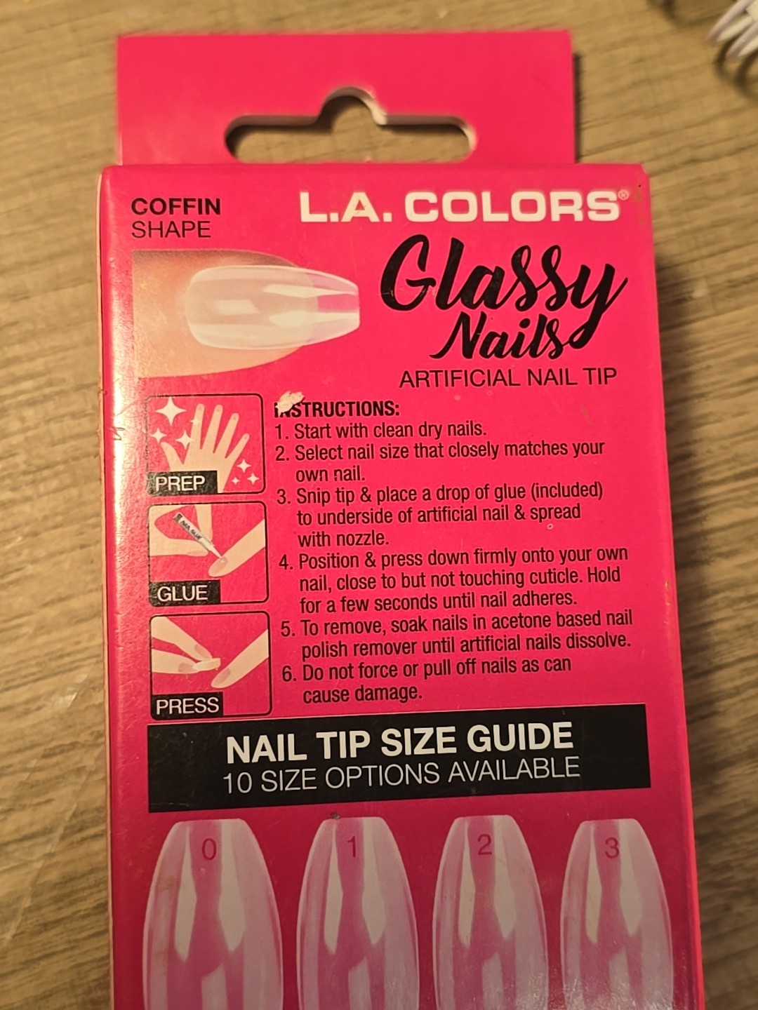 L.A. Colors Glassy COFFEN Nail TIPS CLEAR FEXABLE NAIL 24-TIPS, 1-GLUE