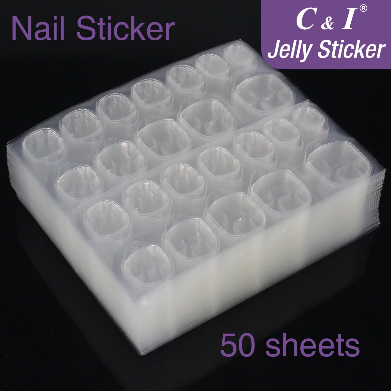 50 Sheets Double Sided Jelly Gel Nail Glue for Press On Nails False Nail Tips