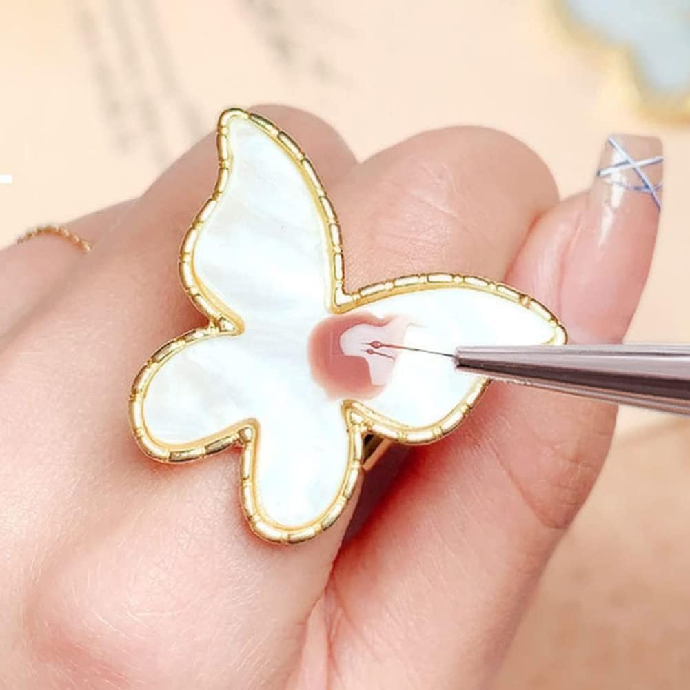2 Pcs Butterfly Nail Art Resin Palette, Ring Gel Polishing Mixing Tray