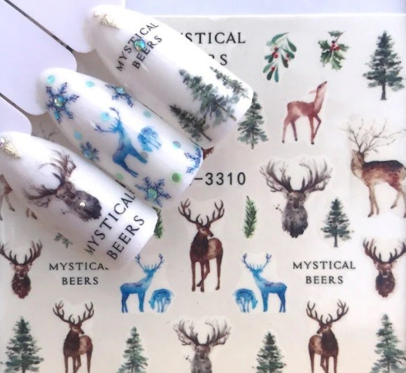 Christmas Nail Art Water Decals: Santa, Snowman, Reindeer(Group 2)