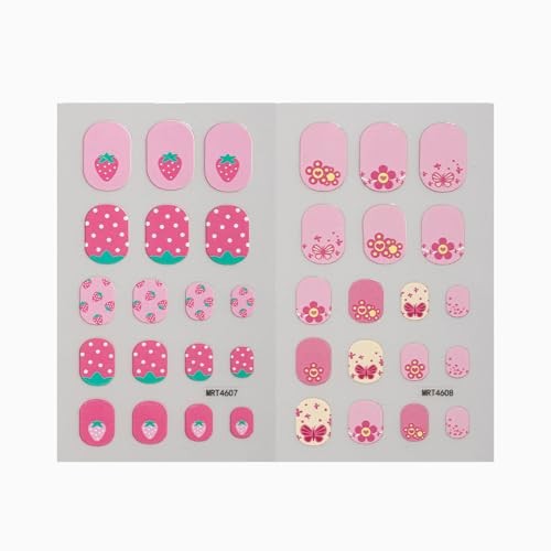 Colorful Nail Stickers Self Adhesive Full Nails Wraps Cute Cartoon Style-46