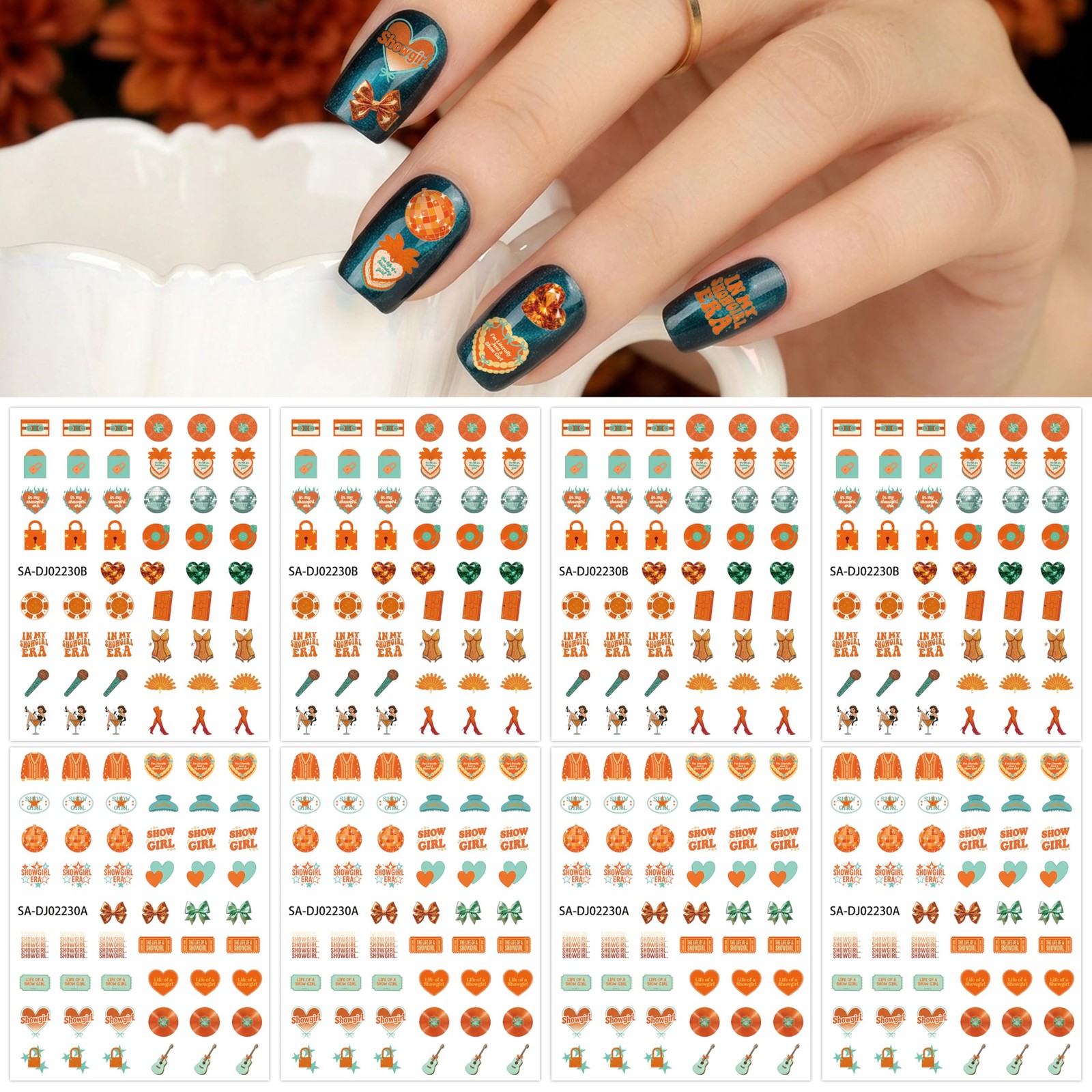 8Pcs Singer Inspired Nail Stickers 3D -Adhesive Colorful Summer DIY Nail Art …