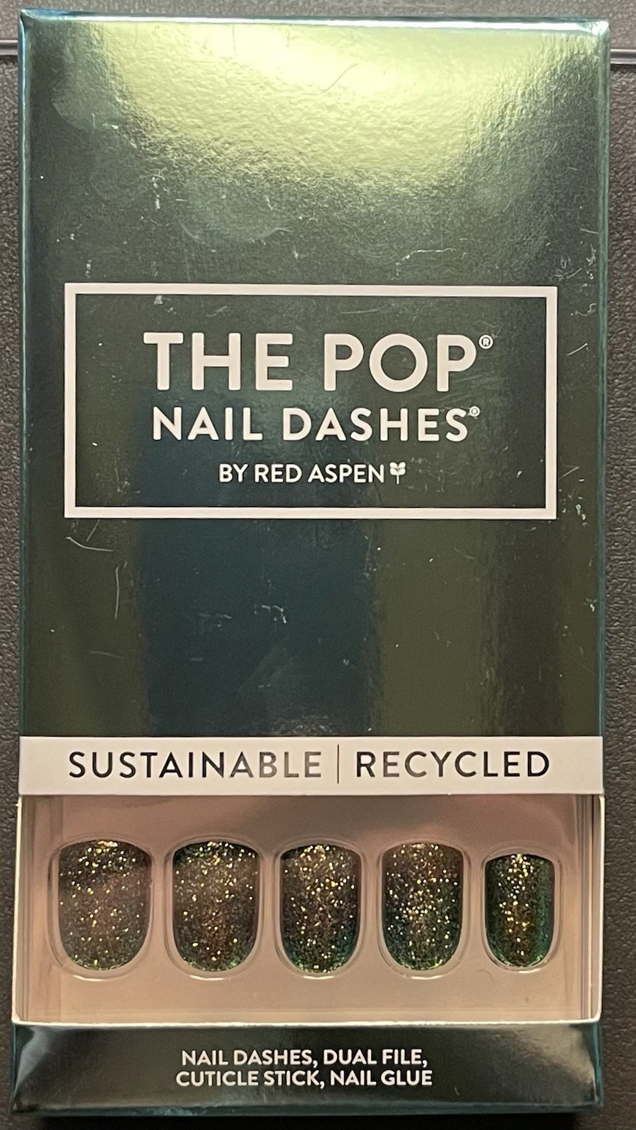 Red Aspen Press On Nails, Short Square, Sprinkled in Stardust, Shannon