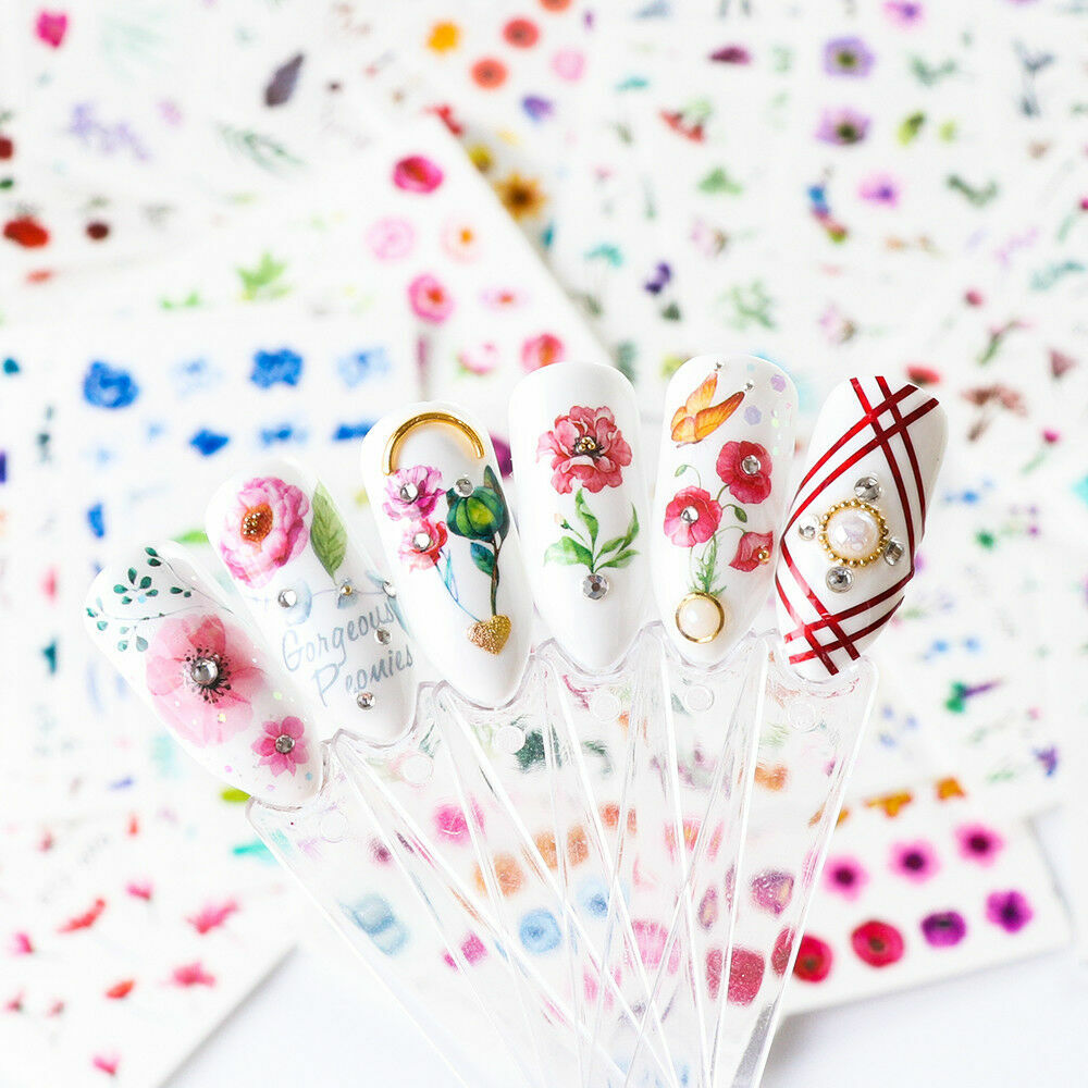 Nail Art Water Transfer Sticker Flower Rose Butterfly Seashell Floral Decal NS10
