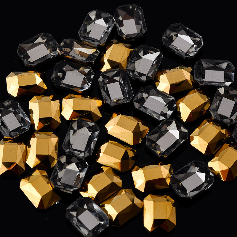 20pcs 6x8mm Nail Art Shaped Rectangular Flat Bottom Glass Rhinestone