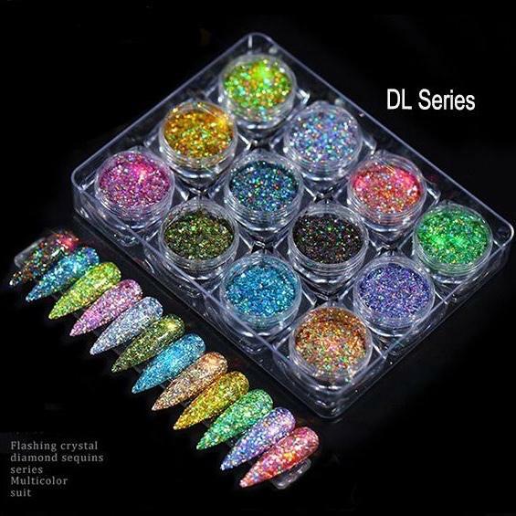 CHUNKY GLITTER MIXED HOLOGRAPHIC MIX Face Body Cosmetic Sequins Sparkly Nail Art