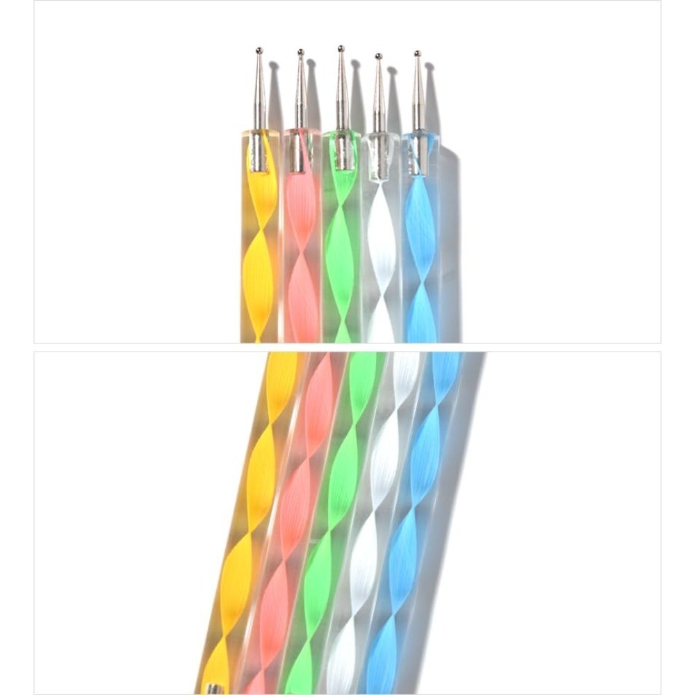 Double-ended Nail Art Dotting Pen Set of 5 with 10 Different Sized Ball Tips for