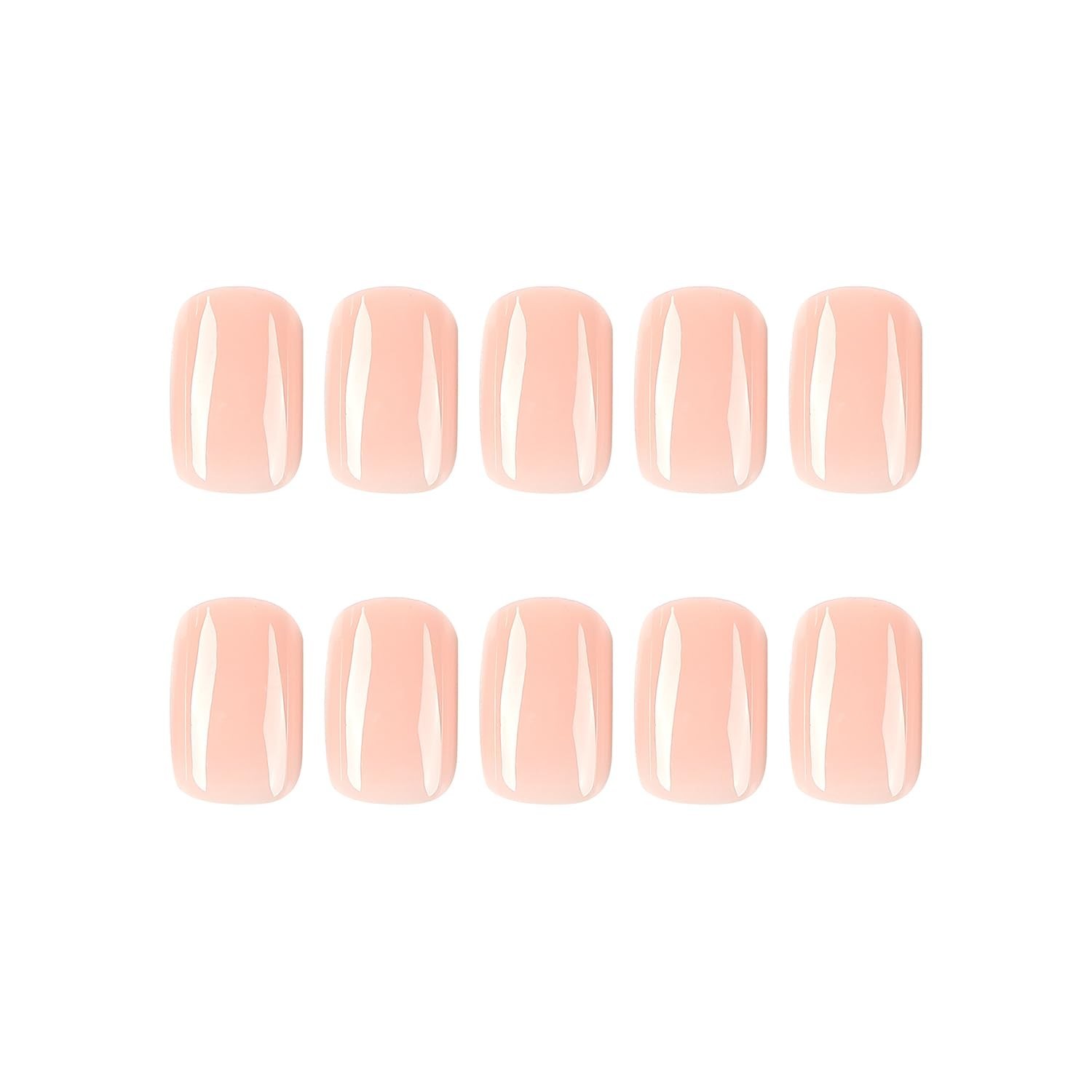 24Pcs Press On Nails Short Square Fake Nails Nude Pink Nails Press Ons a8