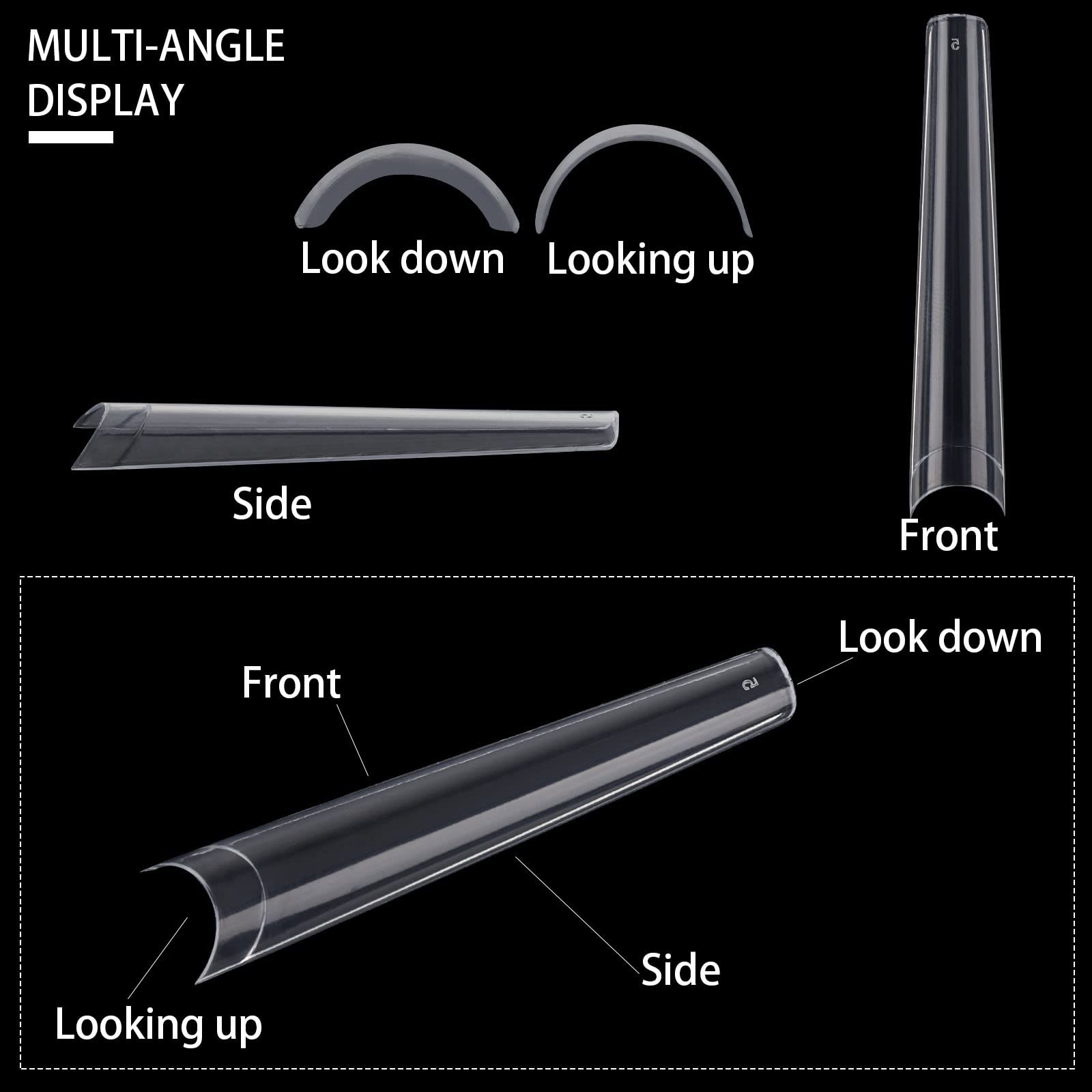 Ohlove 504Pcs Coffin Nail Tips Half Cover 3XL Extra Long Clear Nail Tips for …
