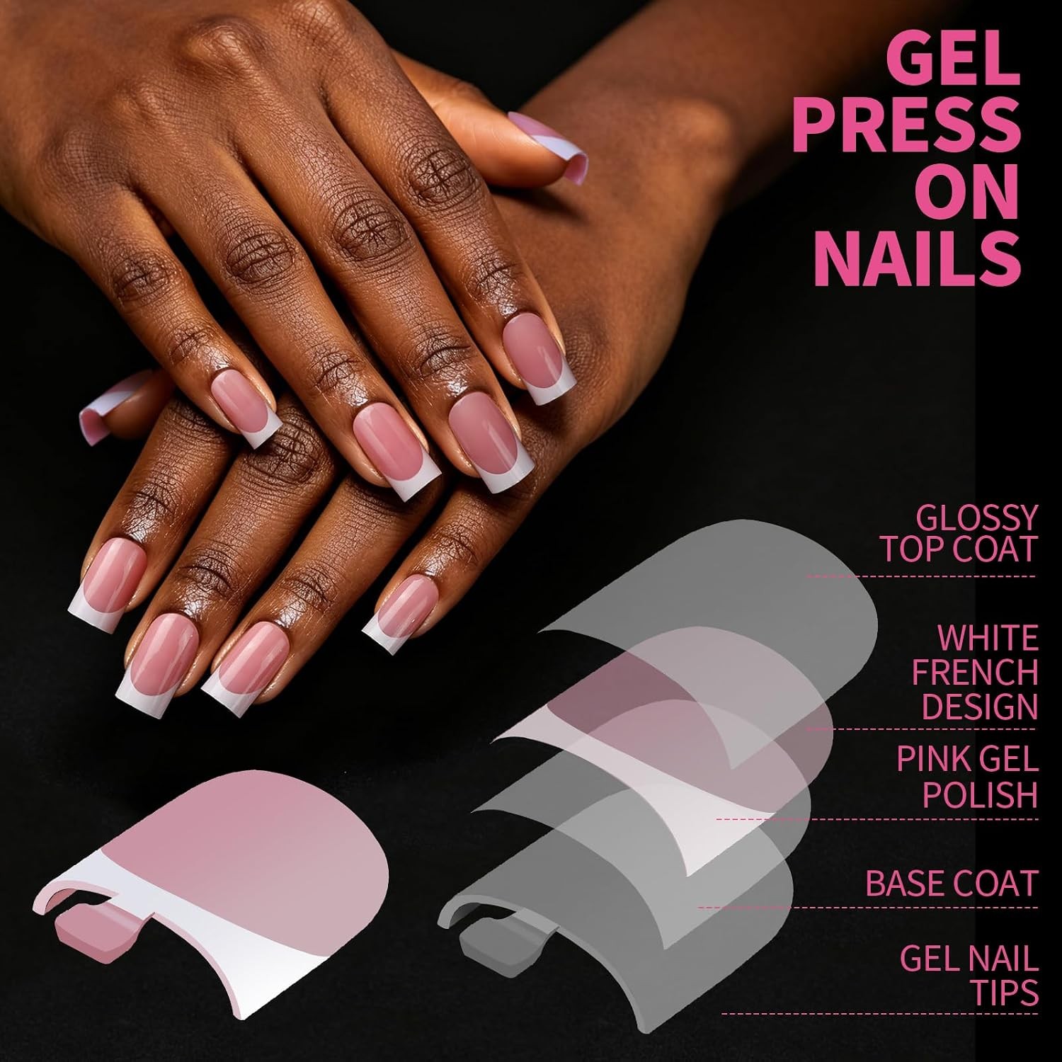 YGDZ 300PCS Press On Toenails & French Tip Nails Kit, Short Square