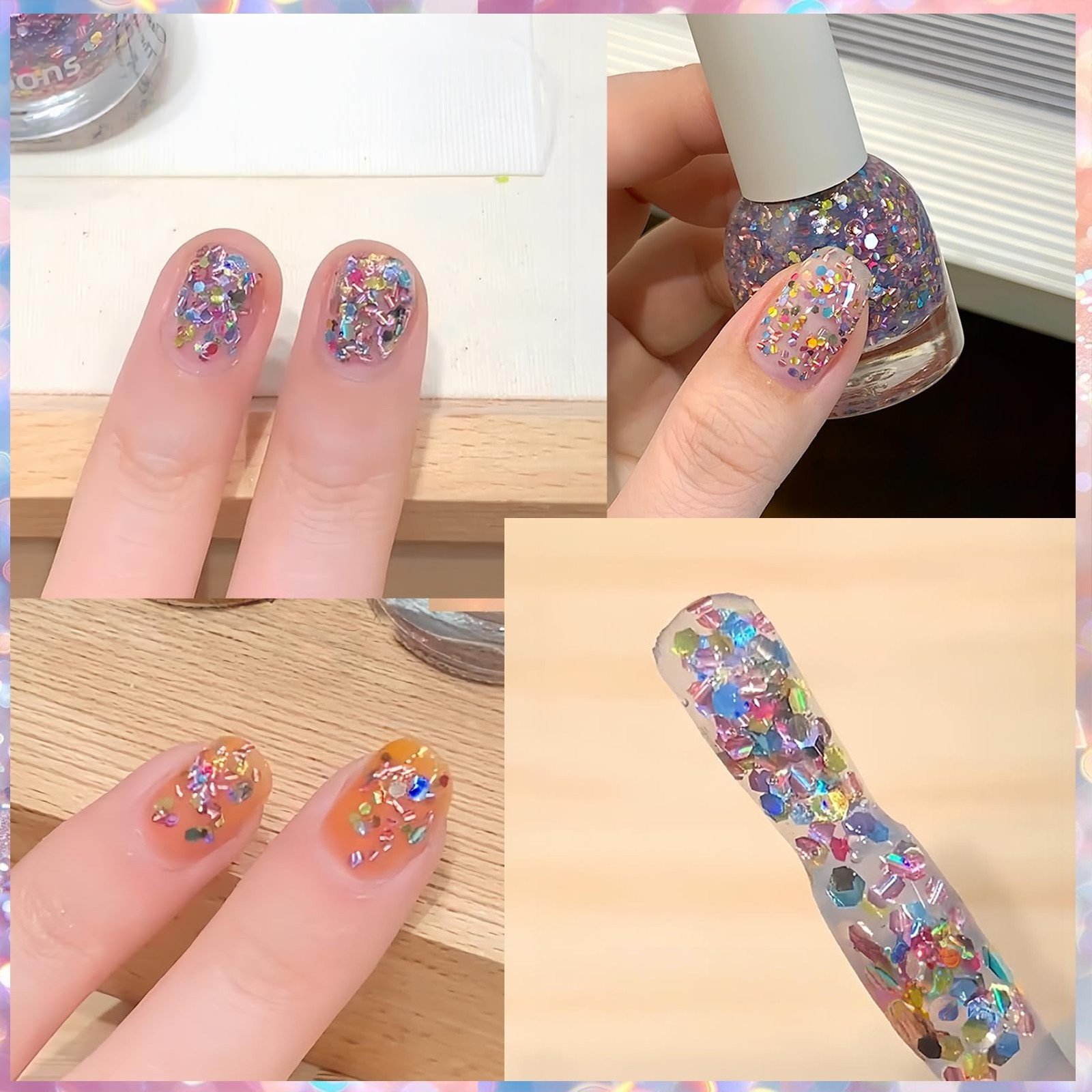 Colorful Chunky Glitter Nail Polish – Water-Based Peel Off Nail Polish wit