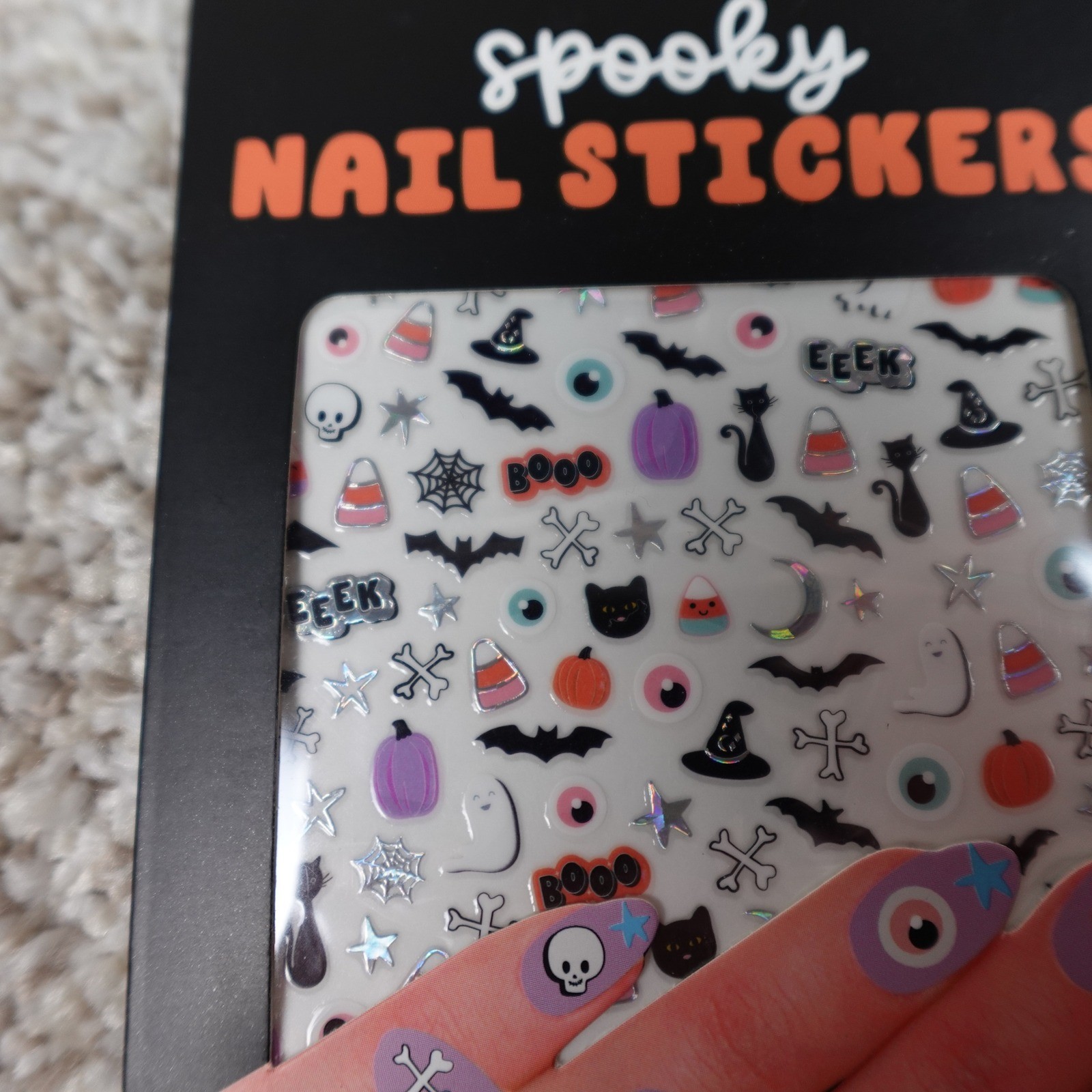 NPW Spooky Halloween Nail Stickers 150+ Decals Cats Ghosts Bats NPW77189