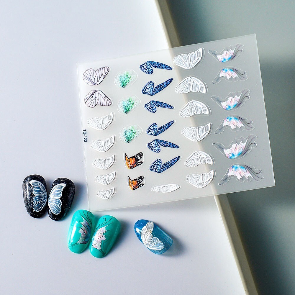 5D Embossed Butterfly Wing Nail Art Stickers Self Adhesive DIY TS123 NH27