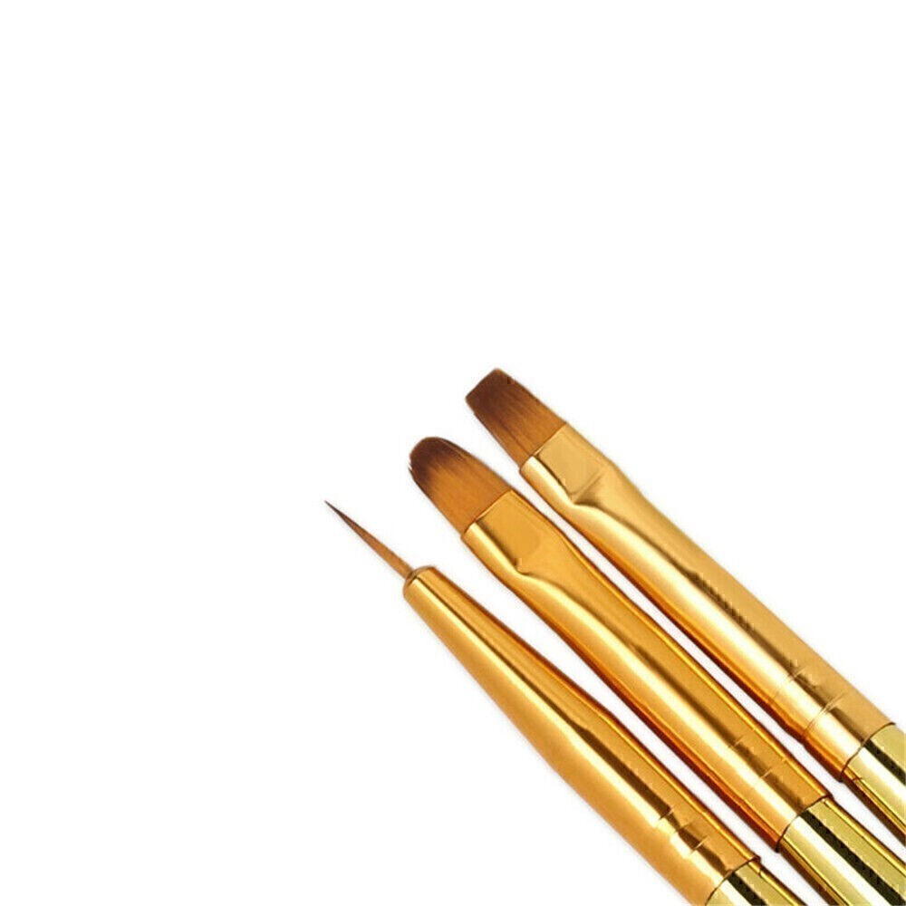 3Pcs Acrylic Nail Art Pen Nylon Tips UV Gel Painting Brush Manicure Set Tools