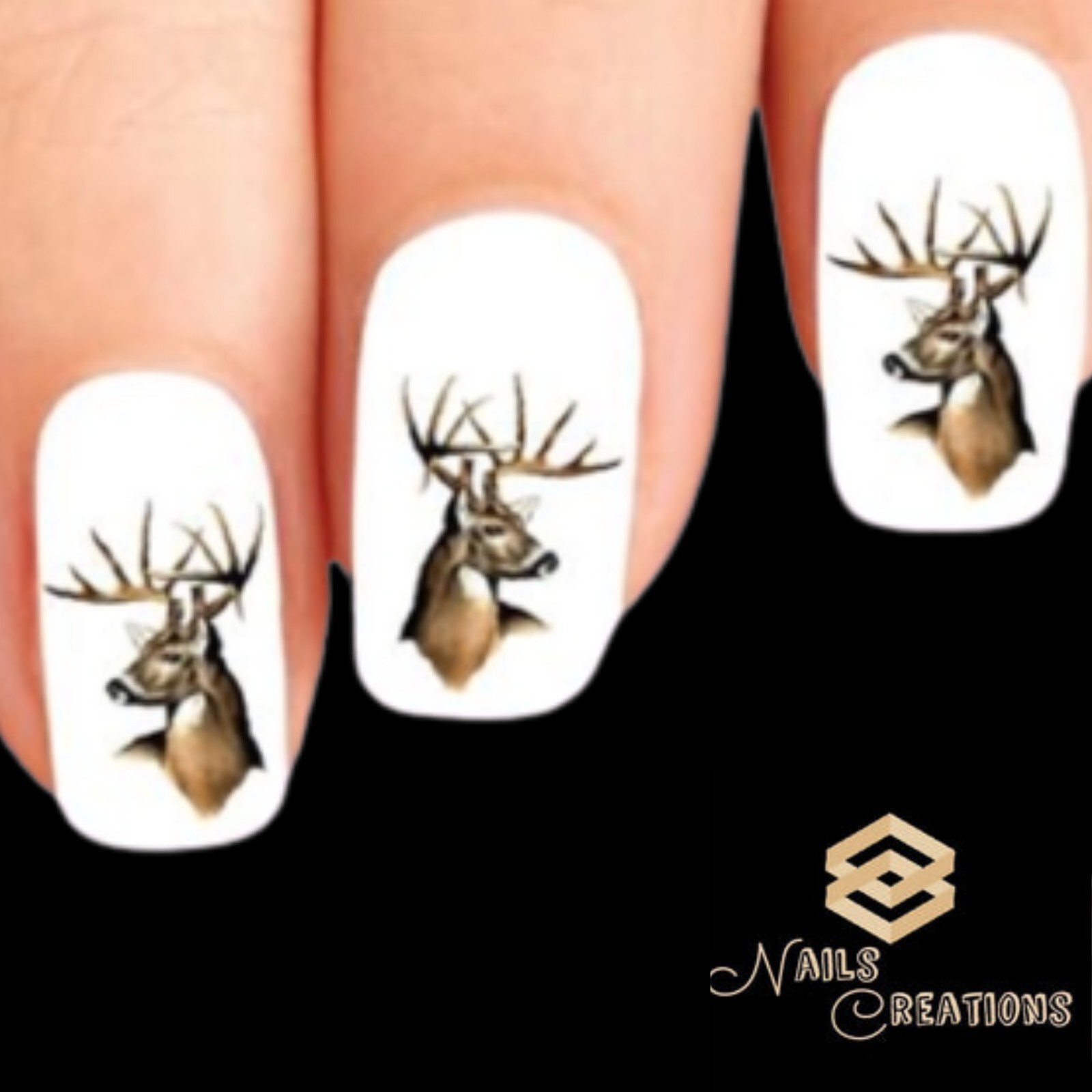 Deer Buck With Antlers Nail Art Stickers Transfers Decals Set of 20