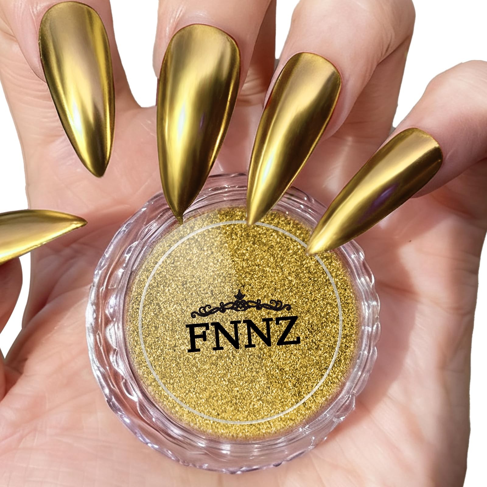 Chrome Nail Powder, Champagne Gold Metallic Nail Powder, Pigment Premium Mirr…