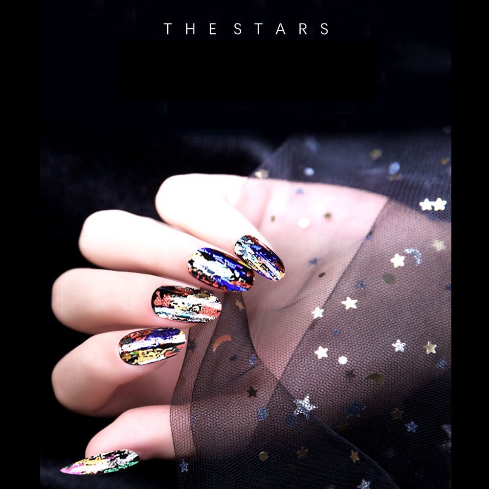 10 Colors Set Nail Art Foil Stickers Starry Sky Wrap Adhesive Tip Decal