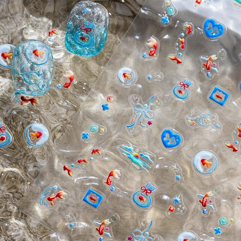 Shiny Goldfish Plastic Bag Seahorses Summer Jellyfish Starfish Nail Art Stickers