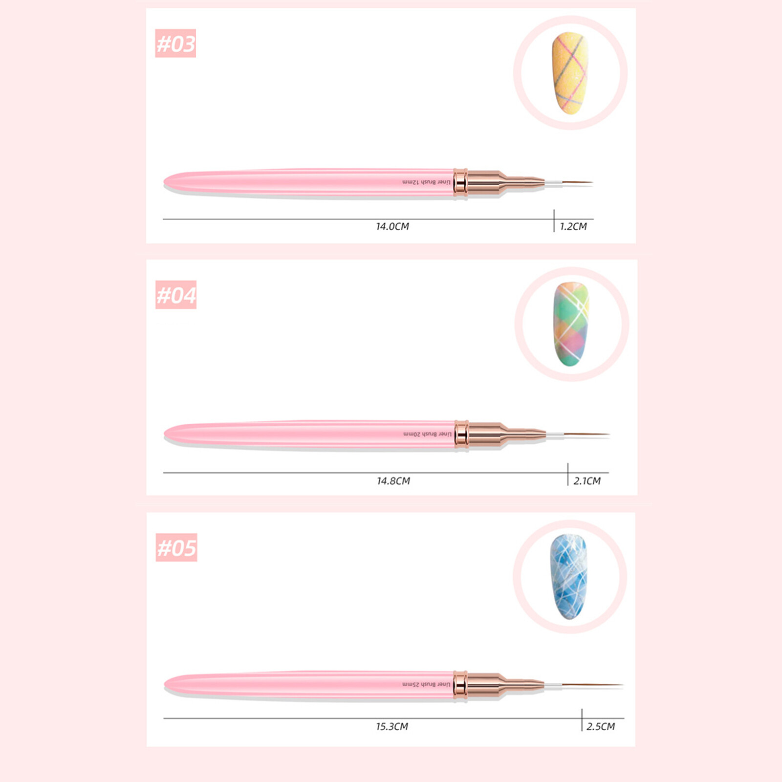 5Pcs Nail Brush Pen Set Nail Art Liner Brush Painting Acrylic Nail B6Y8