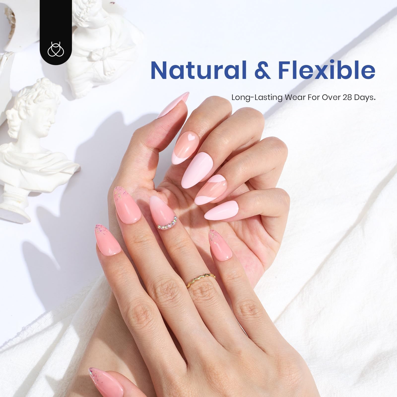 Beetles Gel Nail Kit Etch X Almond Short 504pcs 12 Sizes Nail Tips with 9 in 1